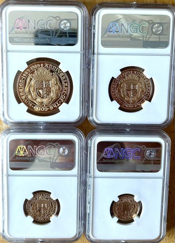 1989 Gold Proof Four Coin Set, Five Pounds Sovereign To Half Sovereign. All NGC Graded PF70 Ultra Cameo, Tudor Rose. - Image 2
