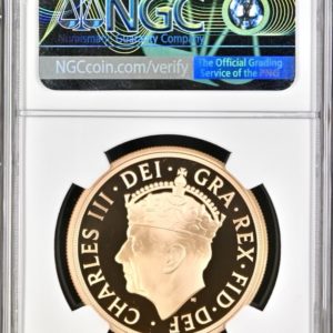 2023 King Charles III Coronation, Gold Proof Five Pounds Sovereign (£5), NGC Graded PF69 Ultra Cameo
