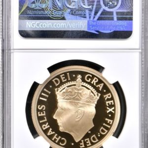 2023 King Charles III Coronation, Gold Proof Five Pounds Sovereign (£5, 5Sov), NGC Graded PF70 Ultra Cameo