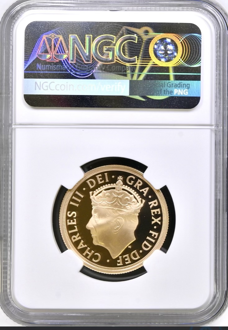 2023 Gold Proof Double Sovereign, (£2, 2Sov) NGC Graded PF70 Ultra Cameo, King Charles III Coronation