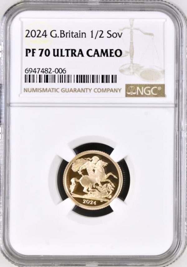 2024 Gold Proof Half Sovereign, George and Dragon. NGC Graded PF70 Ultra Cameo