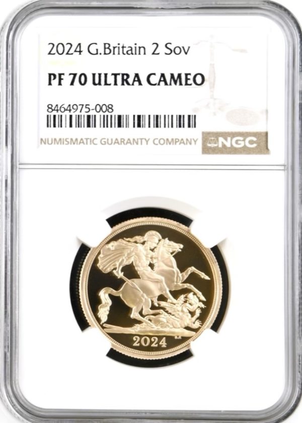 2024 Gold Proof Double Sovereign (Two pounds / £2) George and Dragon. NGC Graded PF70 Ultra Cameo