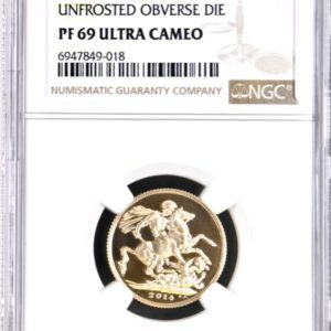 2014 Gold Proof Sovereign, Unfrosted Obverse Die, NGC Graded PF69 Ultra Cameo