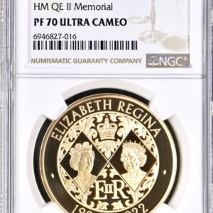 2022 Gold Proof Five Pounds (£5) Queen Elizabeth II Memorial, NGC Graded PF70 UCAM