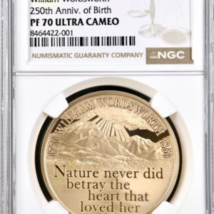 2020 Gold Proof Five Pound Crown (£5) William Wordsworth, NGC Graded PF70 Ultra Cameo
