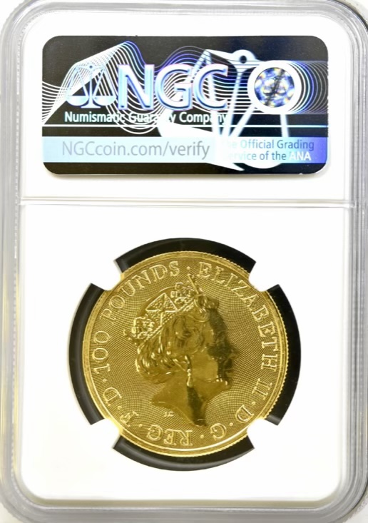 2021 White Greyhound of Richmond Gold 100 Pounds - Queens Beast One Ounce Coin - NGC Graded MS67 - Image 2