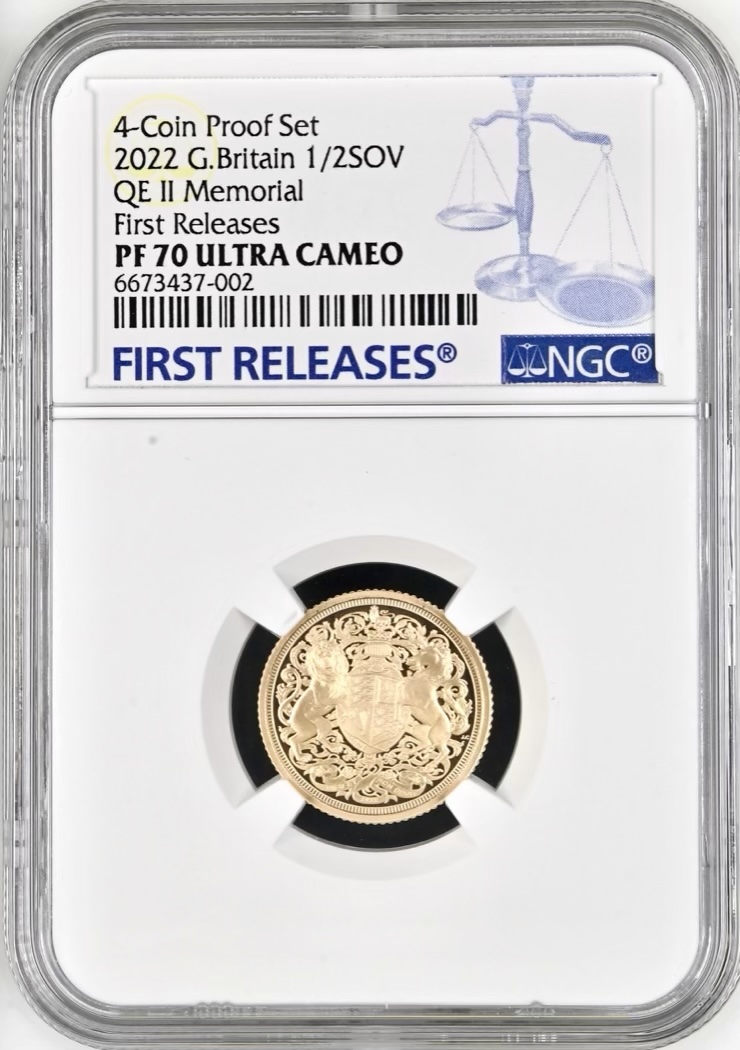 2022 Queen Elizabeth II Memorial Gold Proof Half Sovereign. NGC Graded PF70 Ultra Cameo First Releases.