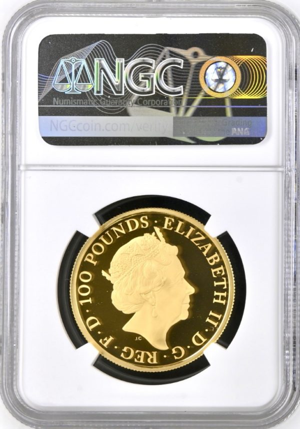 2018 Black Bull Of Clarence Queens Beasts Gold Proof £100, One Ounce Coin (1oz) - NGC Graded PF70 Ultra Cameo - Image 2