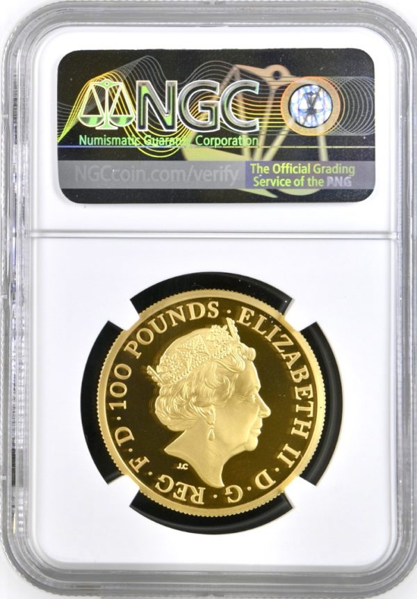 2021 Griffin of Edward III Queens Beast Gold Proof 100 Pounds, One Ounce Coin (1oz) - NGC Graded PF70 Ultra Cameo. - Image 2