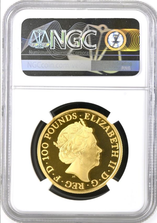 2019 Yale Of Beaufort Queens Beasts Gold Proof 100 Pounds, One Ounce Coin (1oz) - NGC Graded PF69 Ultra Cameo. - Image 2