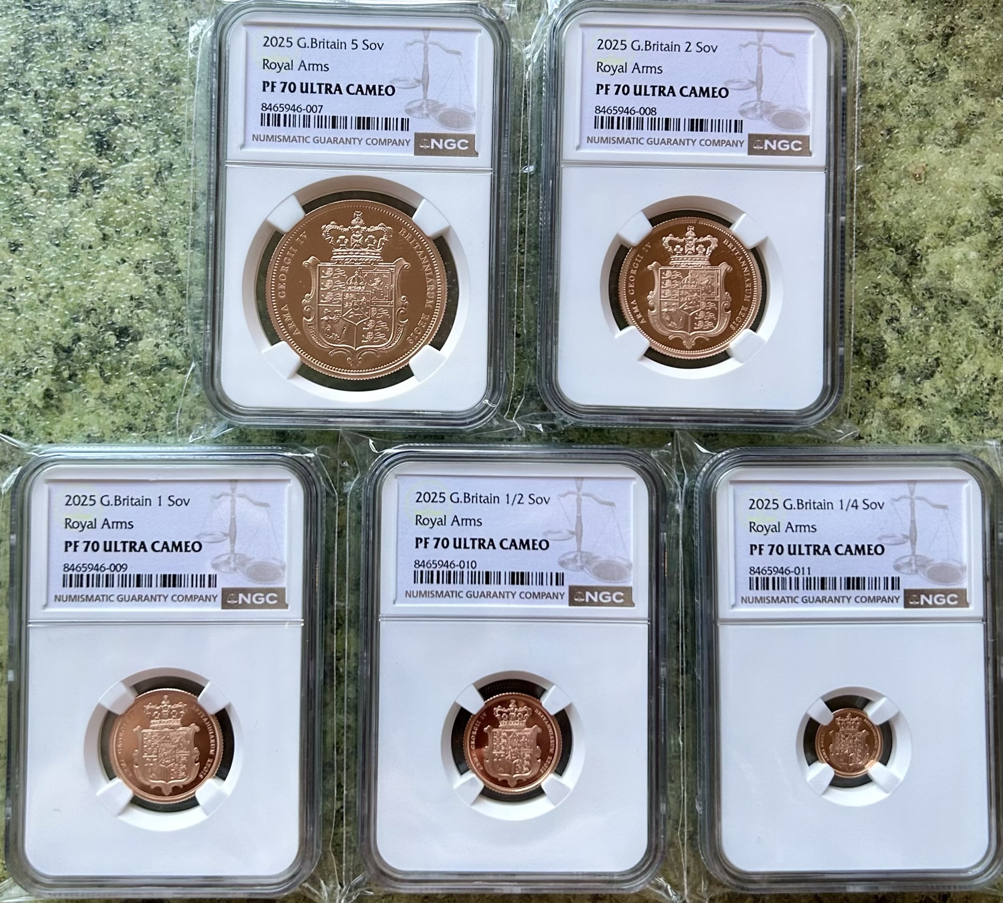 2025 Gold Proof Five Coin Sovereign Set - Royal Arms - NGC Graded PF70 Ultra Cameo - Image 5