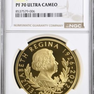 2022 Gold Proof £200 Queen Elizabeth II Memorial - Two Ounce Coin. NGG Graded PF70 Ultra Cameo