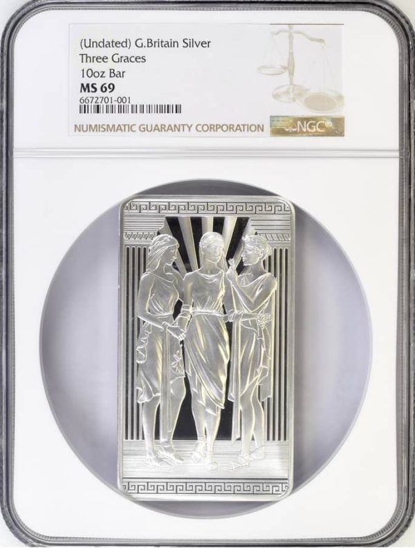 Three Graces Silver Bar 
10 Ounce NGC Graded MS69