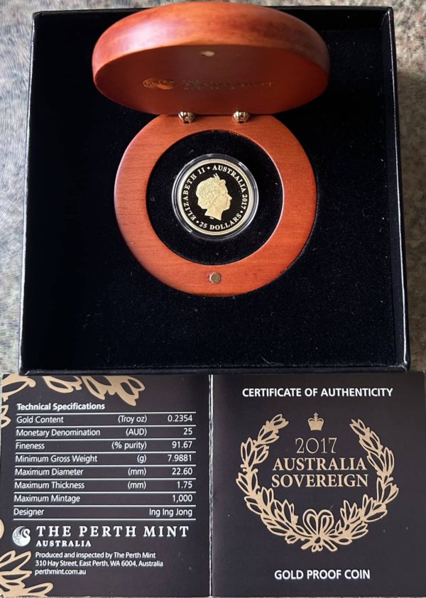 2017 Gold Proof Sovereign, Perth Mint - Australia 25 Dollars - Image 2