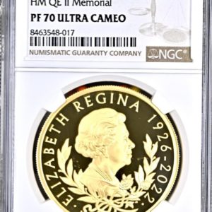 2022 Gold Proof £200 Queen Elizabeth II Memorial - Two Ounce Coin. NGG Graded PF70 Ultra Cameo