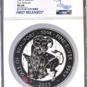 2023 Silver £10 Yale Of Beaufort Tudor Beast (10 Oz.) NGC Graded MS68