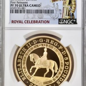 2022 Gold Proof Five Pounds Crown (£5) Queen Elizabeth II Platinum Jubilee, NGC Graded PF70 Ultra Cameo