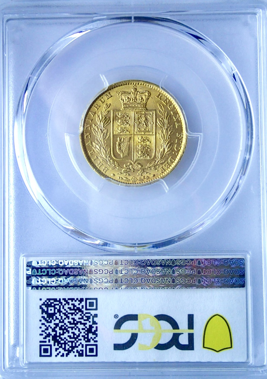 1861 Gold Sovereign Roman 1, PCGS Graded MS63 - Image 2