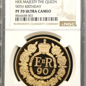 2016 Gold Proof Five Pounds Crown (£5), Queen Elizabeth II 90th Birthday, NGC Graded PF70 Ultra Cameo
