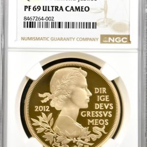 2012 Queen Elizabeth II Diamond Jubilee Gold Proof Five Pounds Crown (£5) NGC Graded PF69 Ultra Cameo