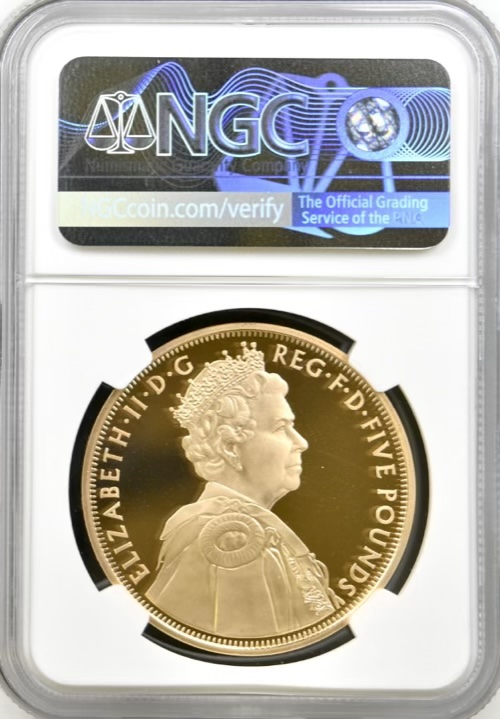 2012 Queen Elizabeth II Diamond Jubilee Gold Proof Five Pounds Crown (£5) NGC Graded PF69 Ultra Cameo - Image 2