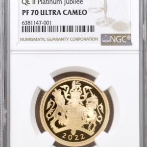 2022 Platinum Jubilee Gold Proof Double Sovereign NGC Graded PF70 Ultra Cameo