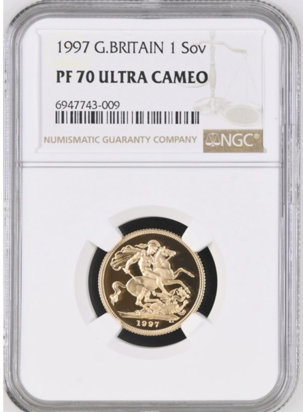 1997 Gold Proof Sovereign, NGC Graded PF70 Ultra Cameo.