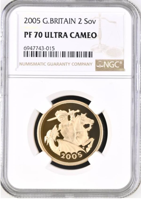 2005 Gold Proof Double Sovereign, (2Sov  / £2) - NGC Graded PF 70 Ultra Cameo