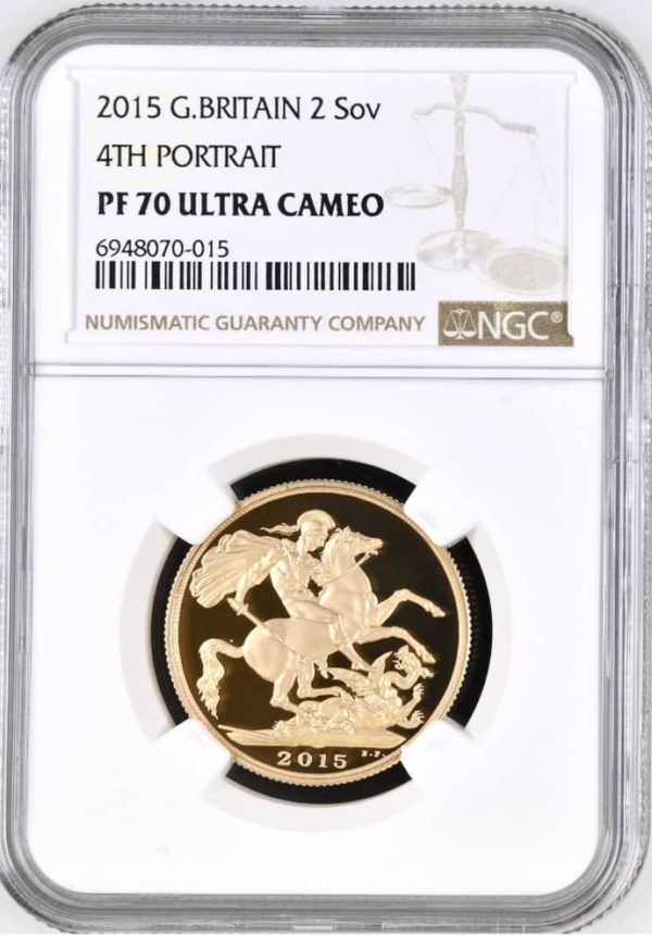 2015 Gold Proof Double Sovereign (£2), 4th Portrait, NGC Graded PF70 Ultra Cameo