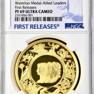 2024 Waterloo Medal - Allied Leaders, £200 Great Engravers Gold Proof Two Ounce Coin. NGC Graded PF69 Ultra Cameo