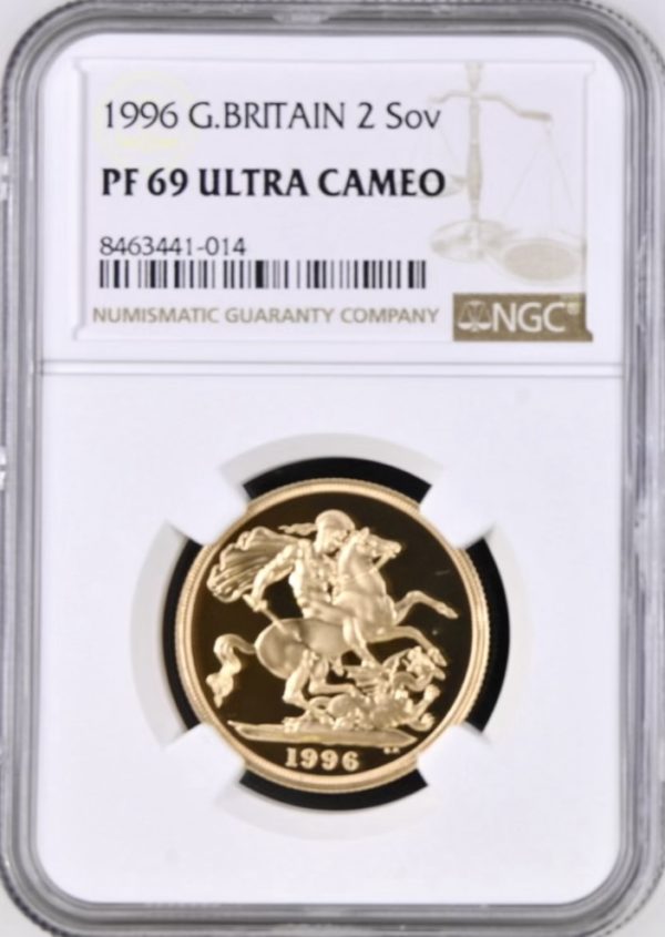 1996 Gold Proof Double Sovereign, NGC Graded PF69 Ultra Cameo