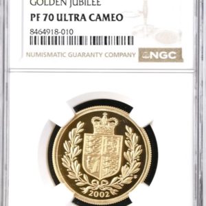 2002 Gold Proof Double Sovereign (£2), NGC Graded PF70 Ultra Cameo