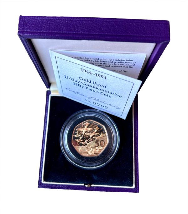 1994 Gold Proof Fifty Pence (50p) D Day Anniversary