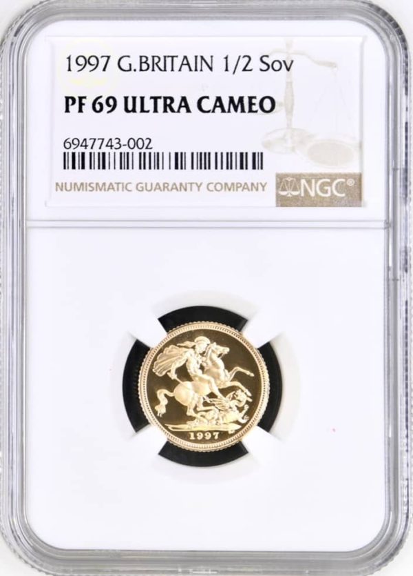 1997 Gold Proof Half Sovereign (1/2), NGC Graded PF69 Ultra Cameo.