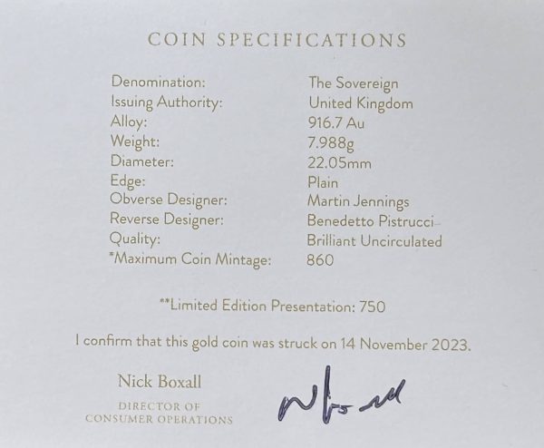 2023 Celebration Sovereign - The 75th Birthday Of King Charles III - Struck on 14 November Limited Edition 750 - Image 2