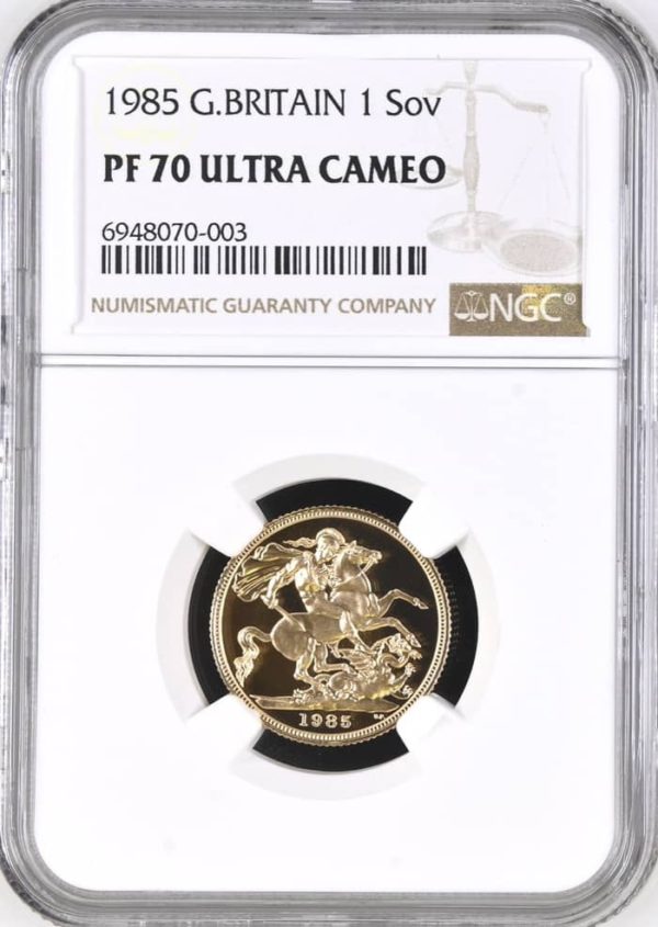 1985 Gold Proof Sovereign, NGC Graded PF70 Ultra Cameo