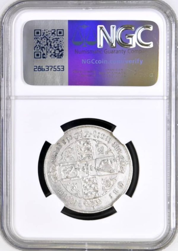 1852 Gothic Florin, NGC Graded AU Rev. Cleaned - Image 2