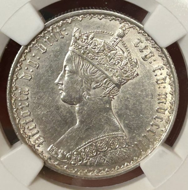 1852 Gothic Florin, NGC Graded AU Rev. Cleaned - Image 3