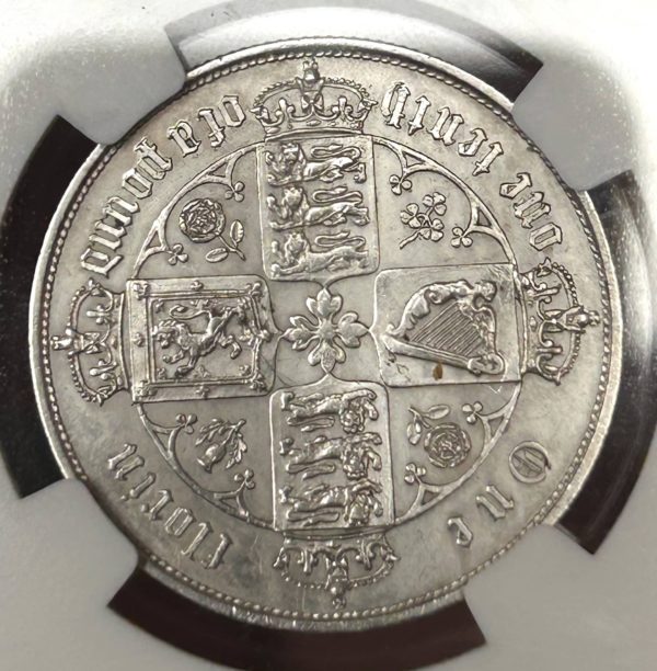 1852 Gothic Florin, NGC Graded AU Rev. Cleaned - Image 4