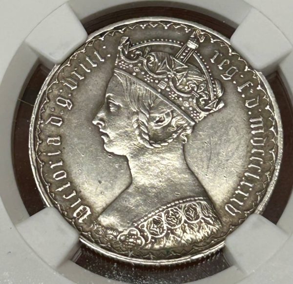 1885 Gothic Florin, NGC Graded AU Cleaned - Image 3