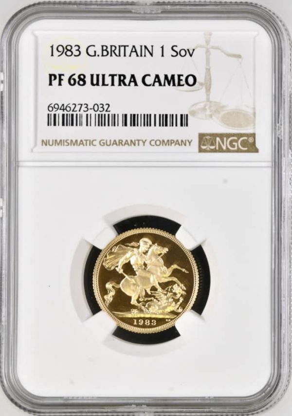 1983 Sovereign, Gold Proof Coin. NGC Graded PF68 Ultra Cameo.