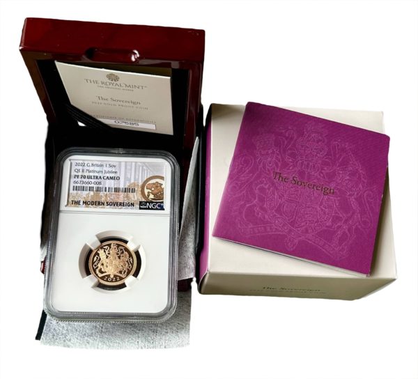 2022 Gold Proof Sovereign, Queen Elizabeth II Platinum Jubilee. NGC Graded PF70 Ultra Cameo - Image 3