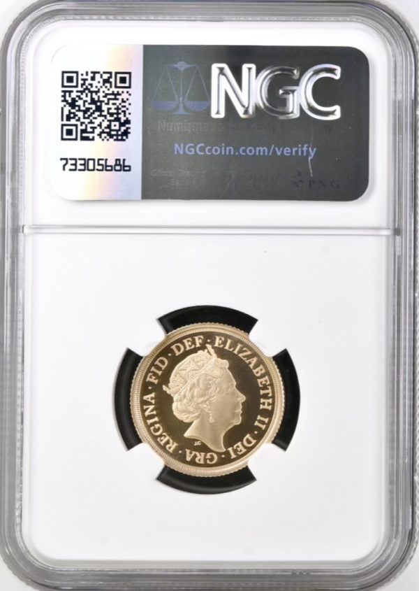 2022 Gold Proof Sovereign, Queen Elizabeth II Platinum Jubilee. NGC Graded PF70 Ultra Cameo - Image 2