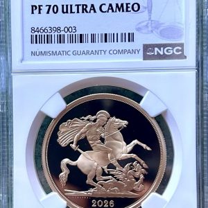 2026 Gold Proof Five Pounds Sovereign (£5) Yellow Gold George And Dragon NGC Graded PF70 Ultra Cameo