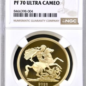 2026 Gold Proof Five Pounds Sovereign (£5) Yellow Gold George And Dragon NGC Graded PF70 Ultra Cameo