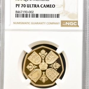 2022 Gold Proof 50p - QEII Memorial, NGC Graded PF70 Ultra Cameo