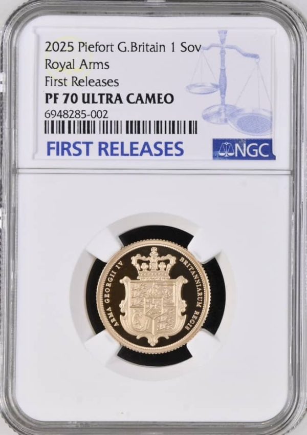 2025 Gold Proof Piedfort (Piefort) Sovereign, NGC Graded PF70 Ultra Cameo First Releases