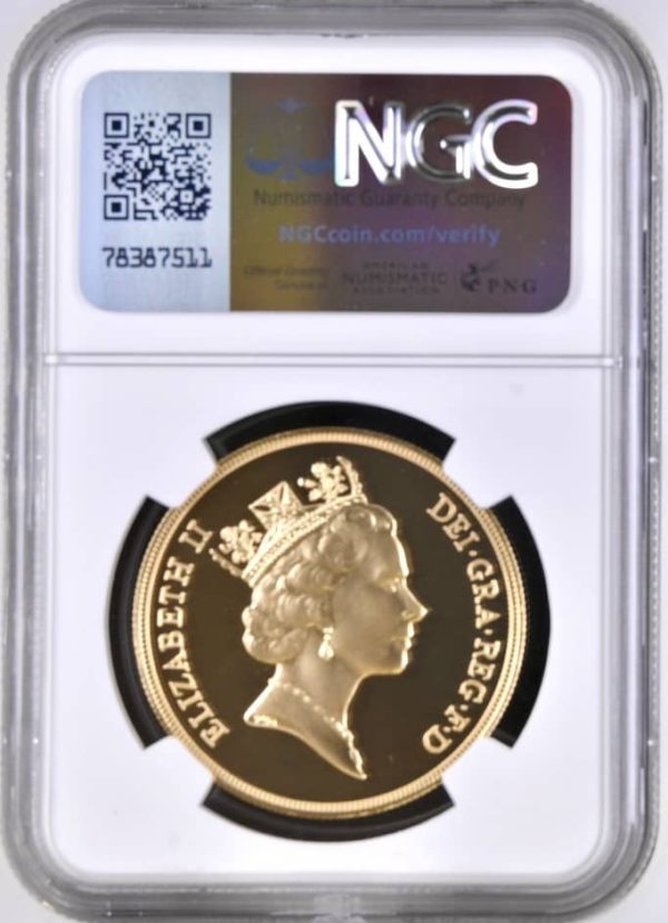 1990 Gold Proof Five Sovereign (£5) NGC Graded PF70 Ultra Cameo - Image 2