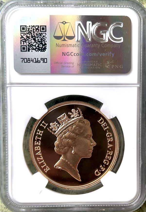 1990 Gold Proof Five Sovereign (£5) NGC Graded PF69 Ultra Cameo - Image 2