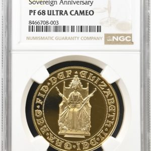 1989 Gold Proof Five Pounds Sovereign (£5 / 5Sov), NGC Graded PF68 Ultra Cameo, Tudor Rose.